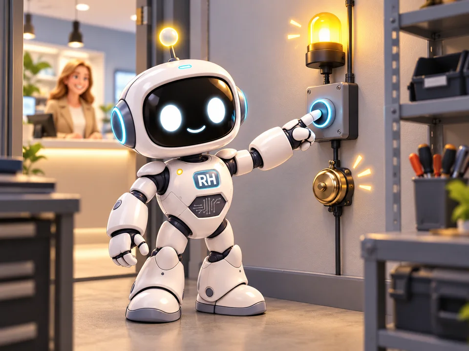 RH-Bot giver signal i baglokalet, da en kunde ankommer