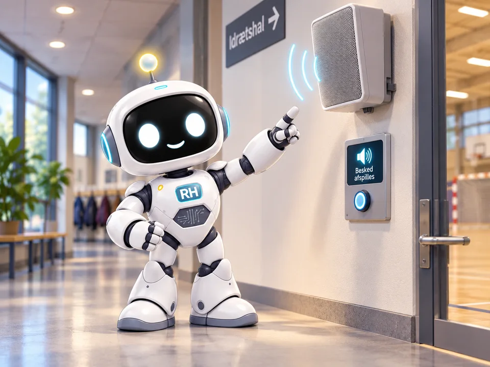 RH-Bot afspiller en besked på gangen i en institution