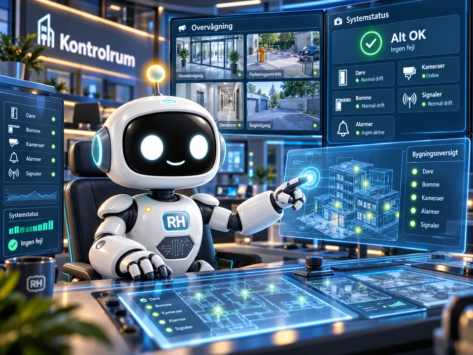 RH-Bot i et kontrolrum med overblik over flere lokationer